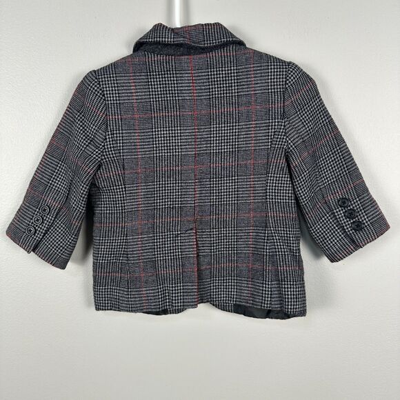 Janie and Jack Boys 6-12 Months Wool Blend Plaid Grey Blazer Suit Jacket Holiday - Picture 2 of 3